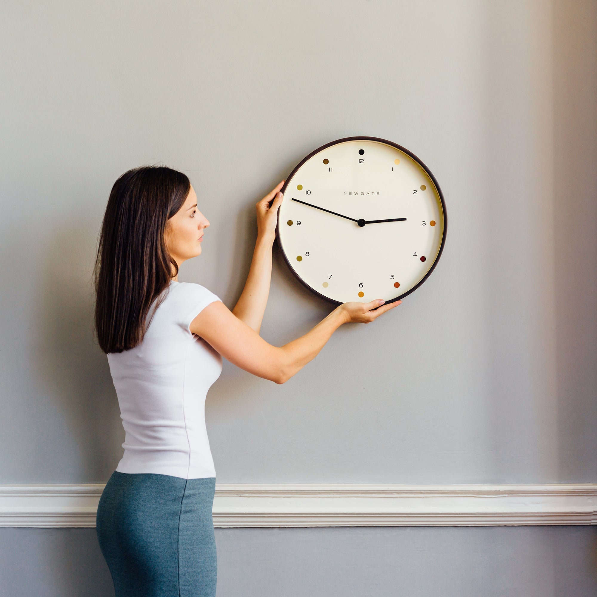 Newgate Mr Clarke Clock - Dark Wood Dot Dial 40 - Wall Clocks