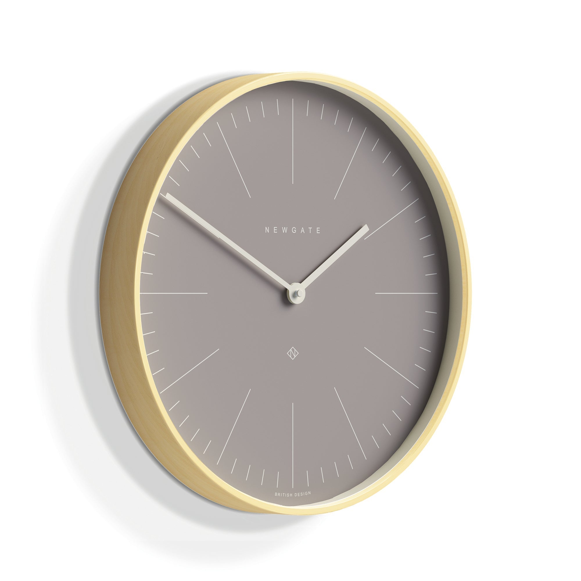 Newgate Mr Clarke Clock - Pale Wood Clay Grey Dial - Wall Clocks | Infinity Clocks