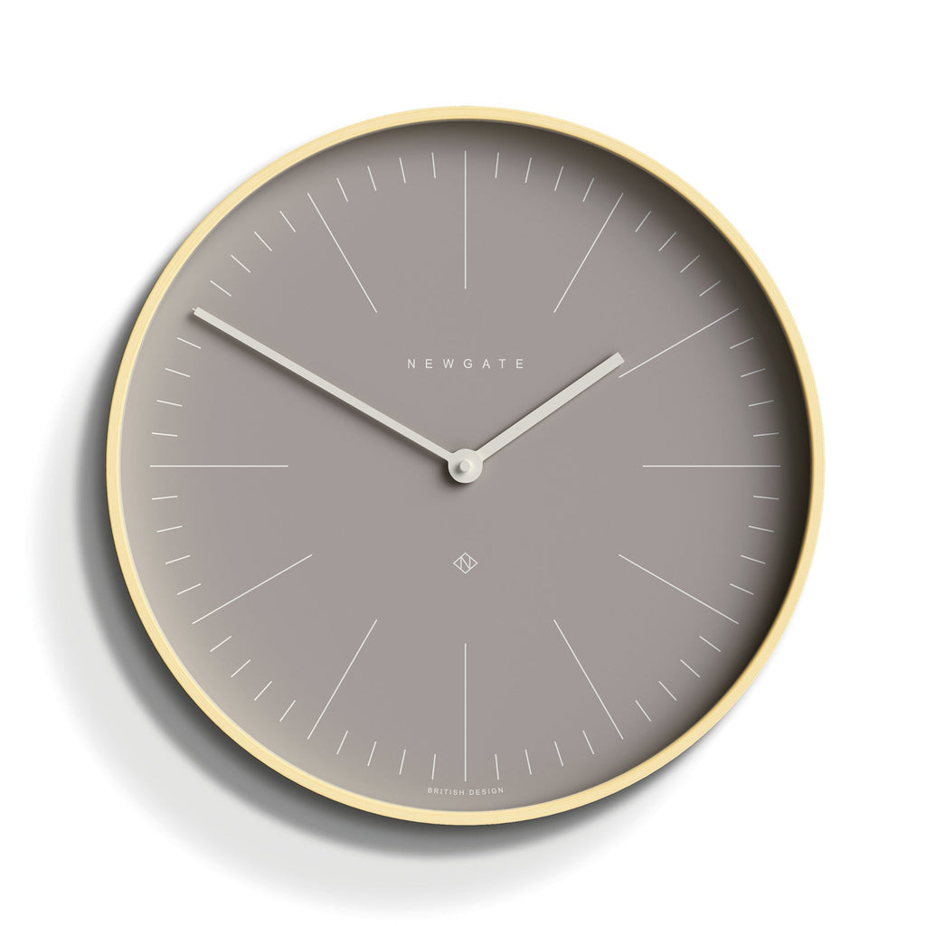 Newgate Mr Clarke Clock - Pale Wood Clay Grey Dial - Wall Clocks | Infinity Clocks