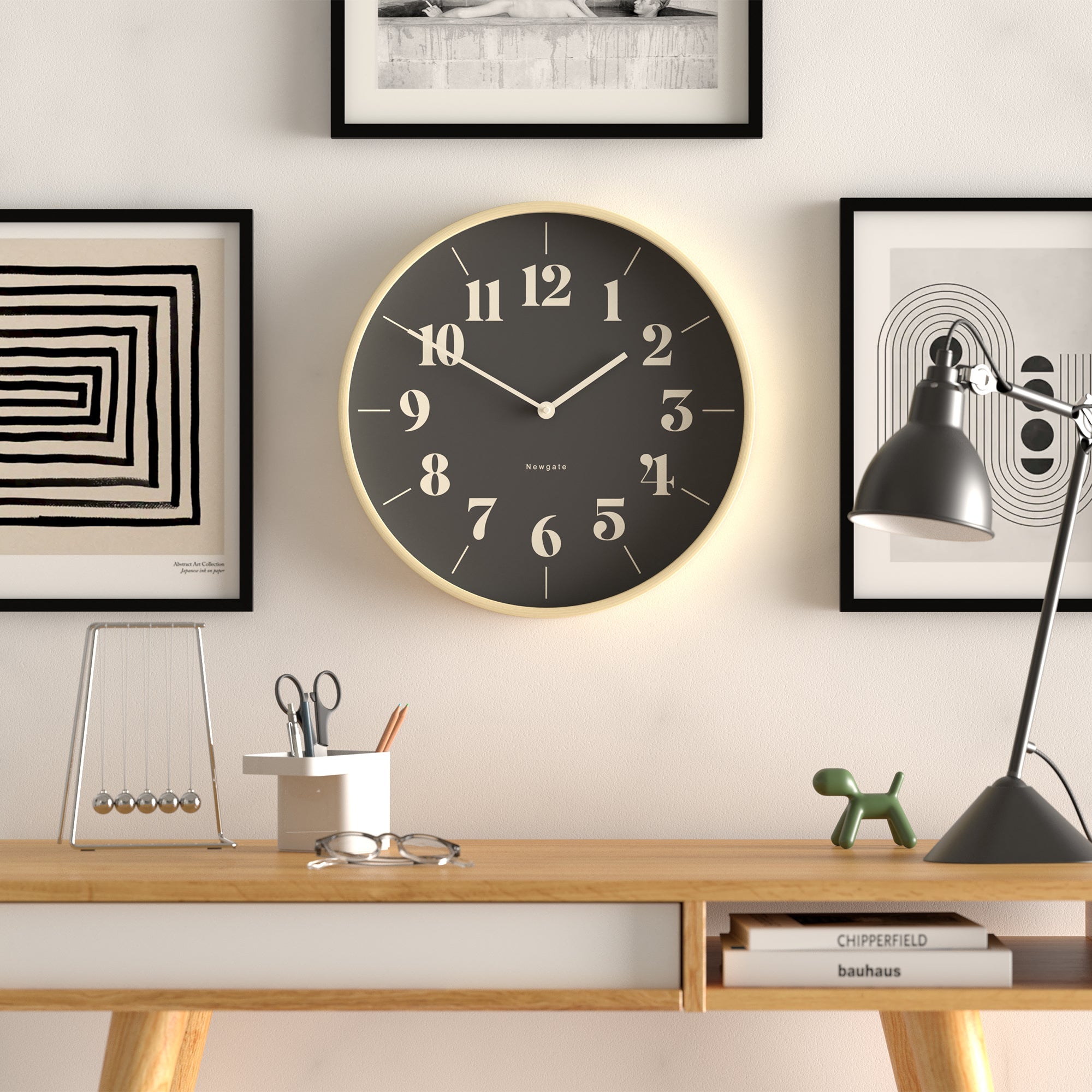 Newgate Mr Clarke Clock Reverse Hopscotch Dial - Pale Wood - Wall Clocks