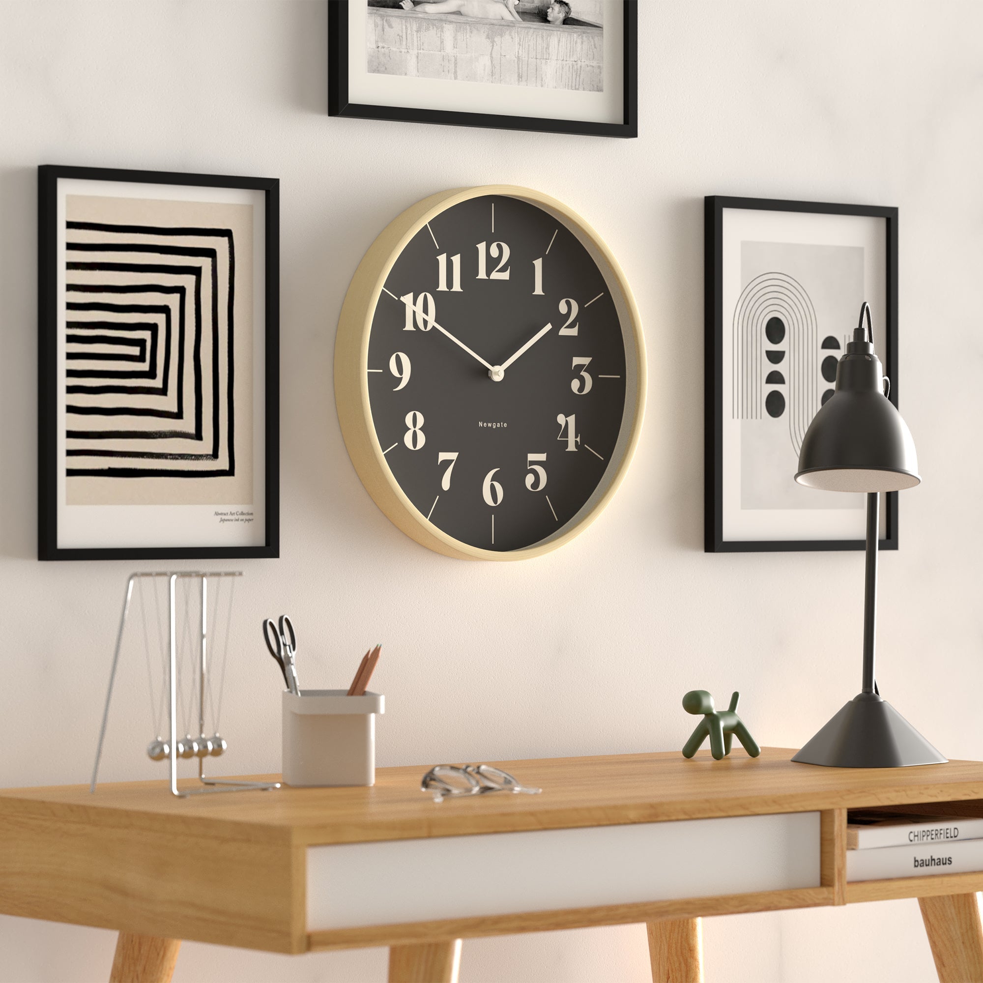Newgate Mr Clarke Clock Reverse Hopscotch Dial - Pale Wood - Wall Clocks