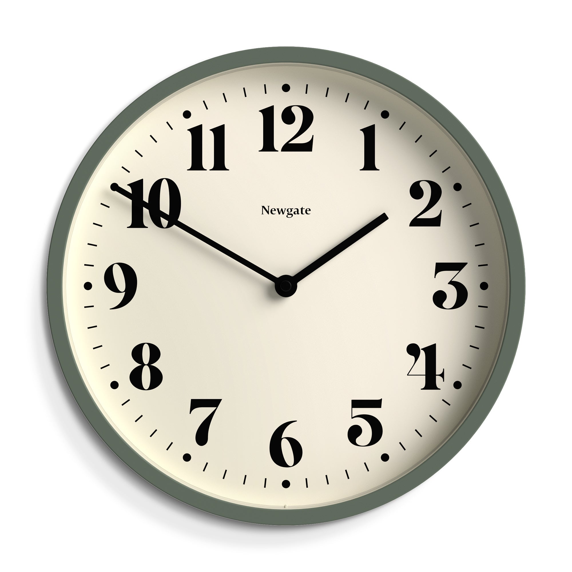 Newgate Number Four Wall Clock - Matte Asparagus Green - Wall Clocks | Infinity Clocks