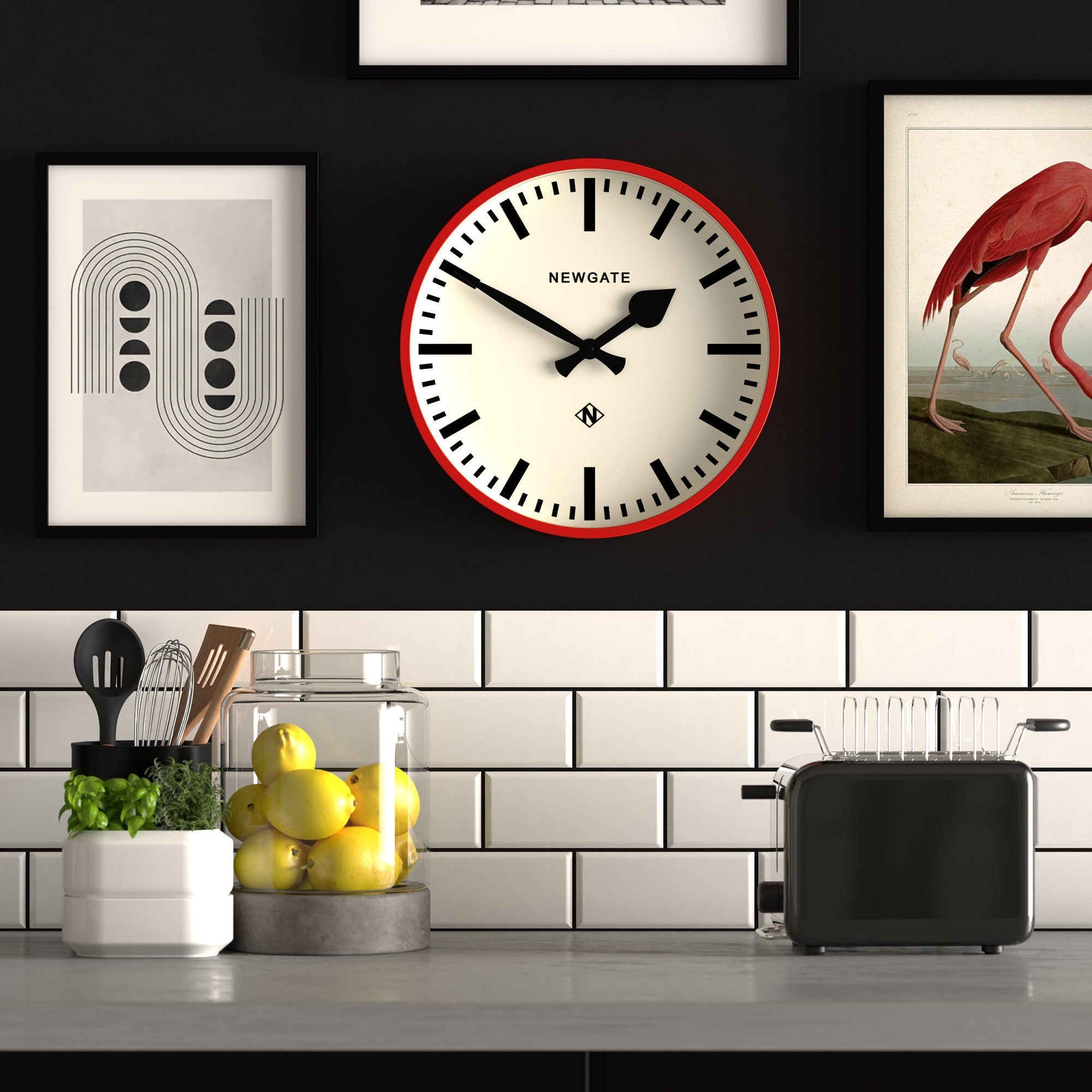 Newgate Railway Clock - Red - Wall Clocks | Infinity Clocks