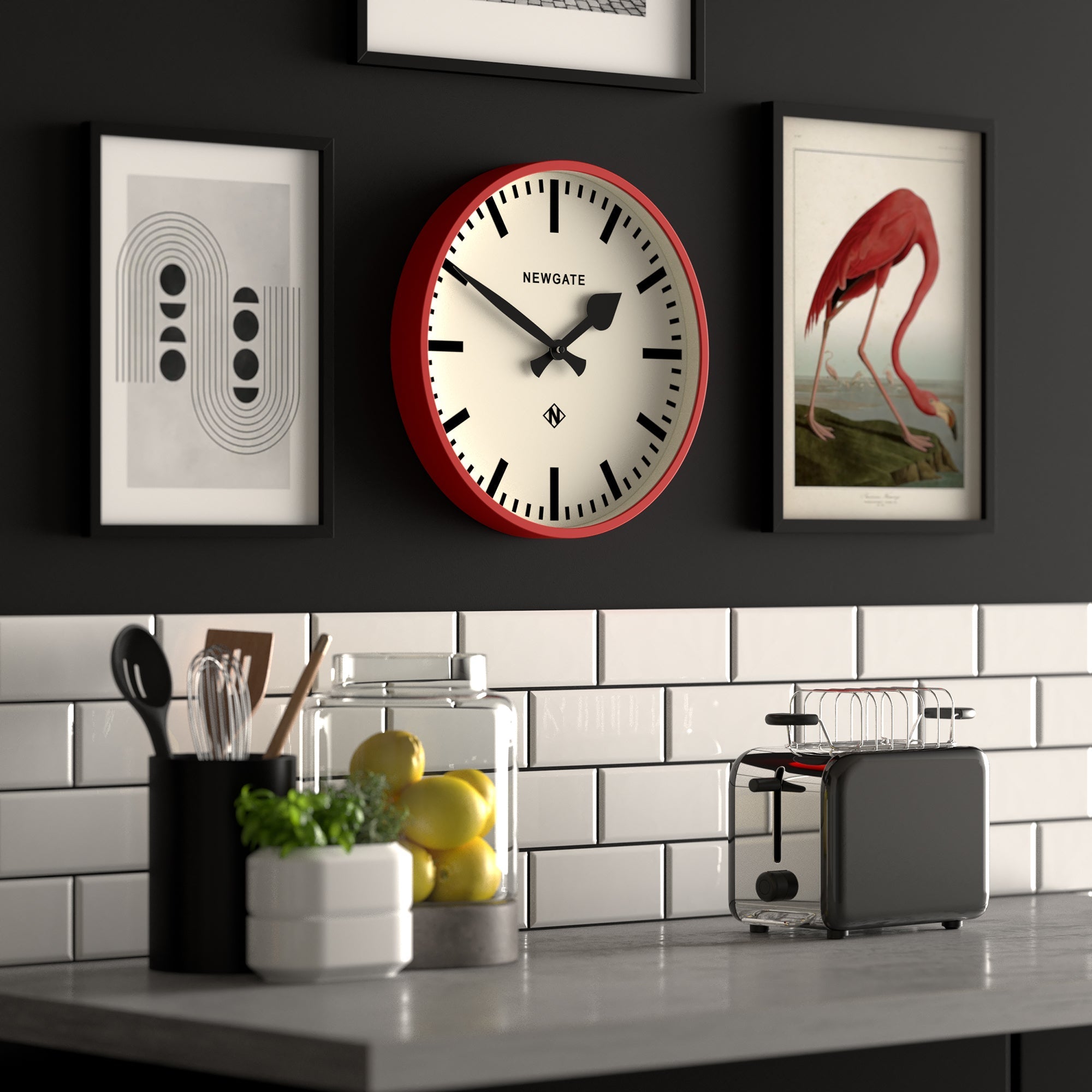 Newgate Railway Clock - Red - Wall Clocks | Infinity Clocks