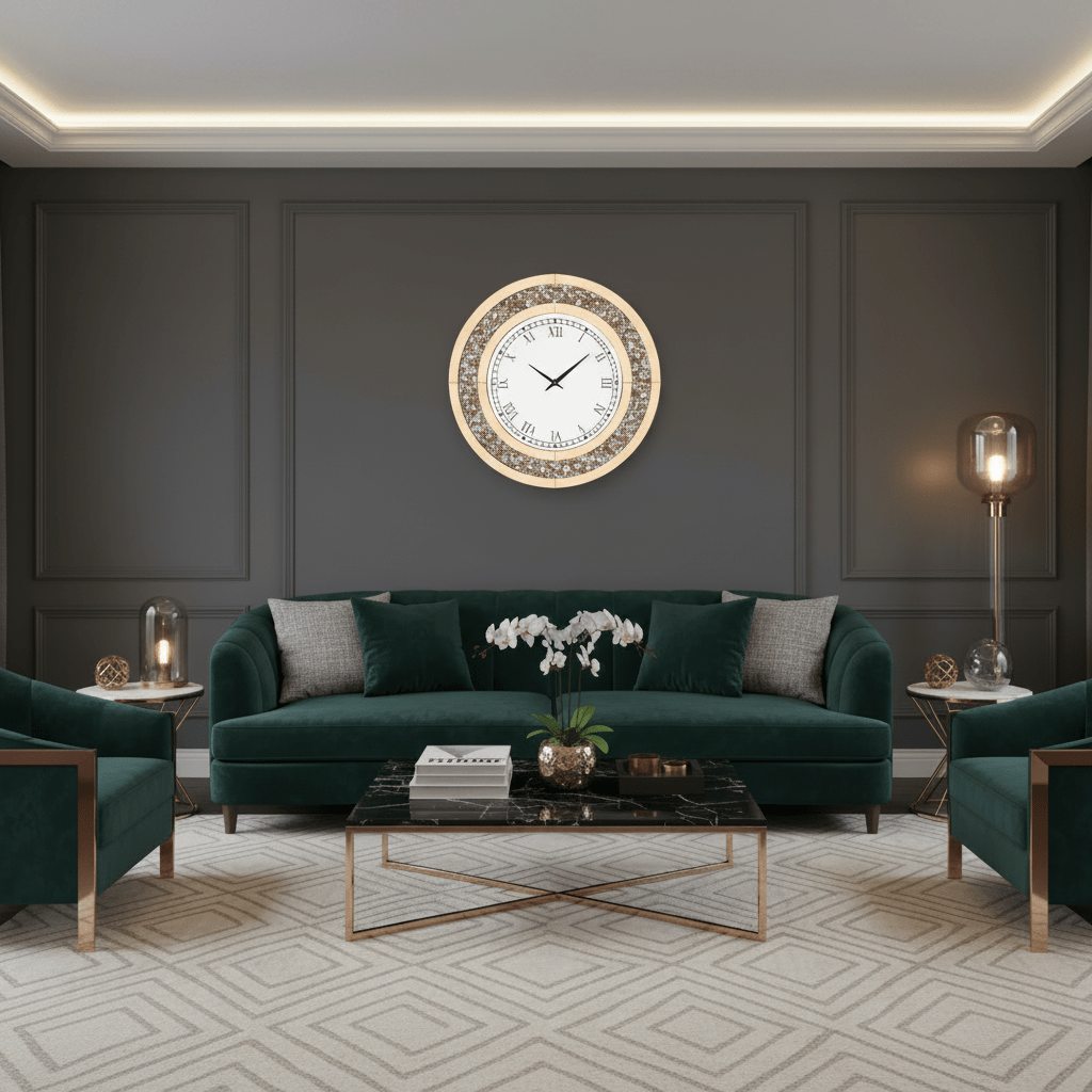 P&P Brown Crushed Diamond Square Oversized Wall Clock - Wall Clocks | Infinity Clocks
