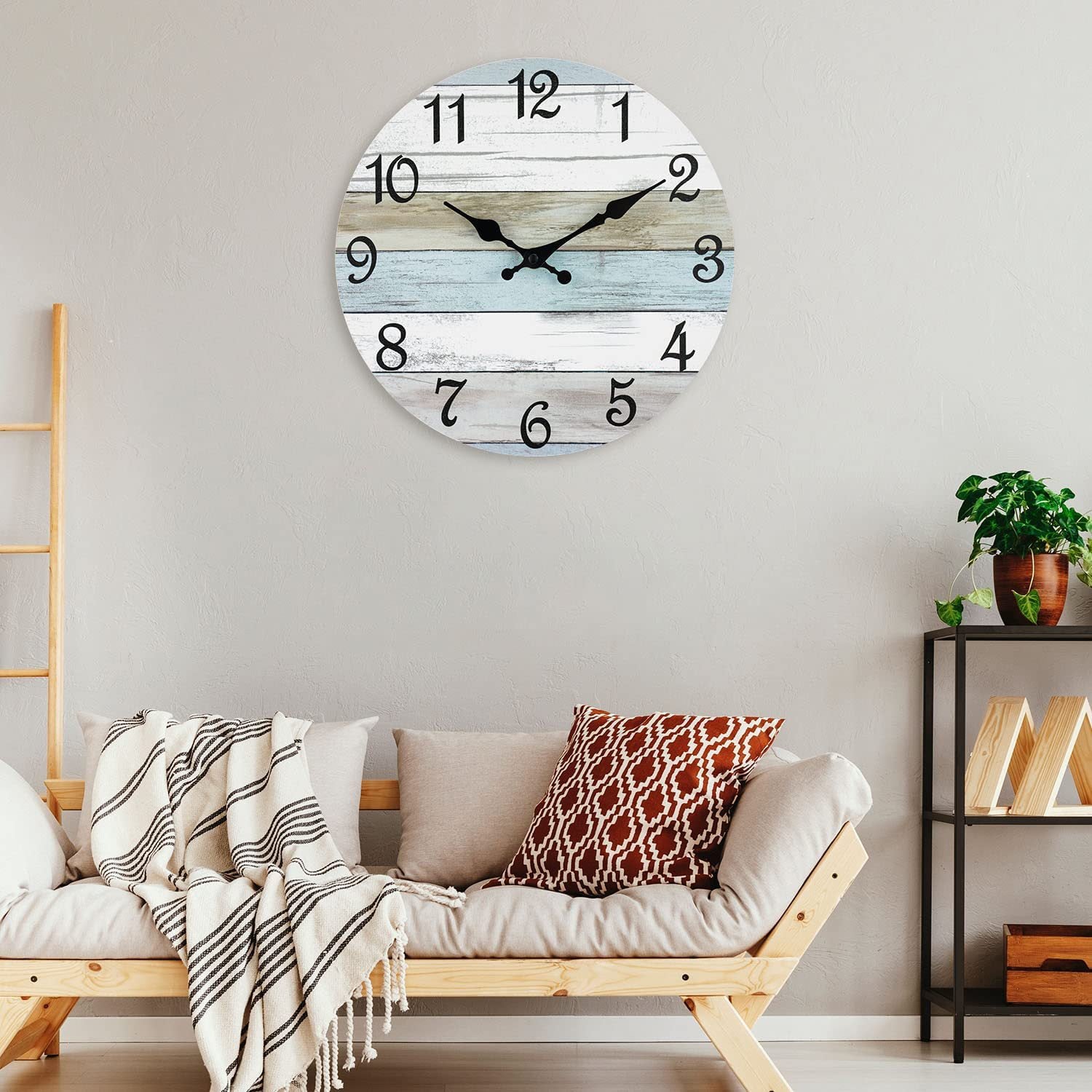 Rustic Wooden Wall Clock - Multi - colour - Wall Clocks