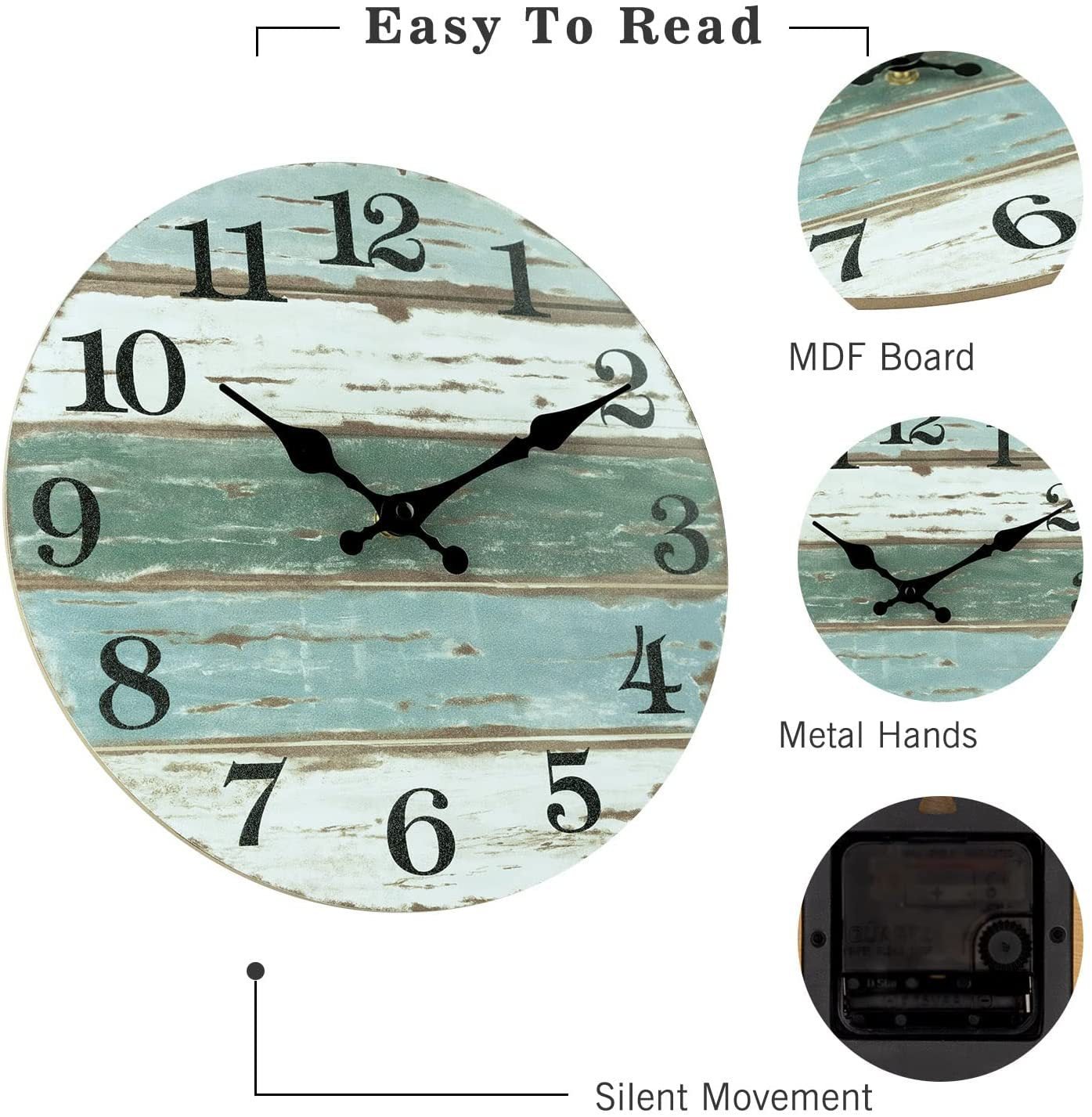 Rustic Wooden Wall Clock - Multi - colour - Wall Clocks