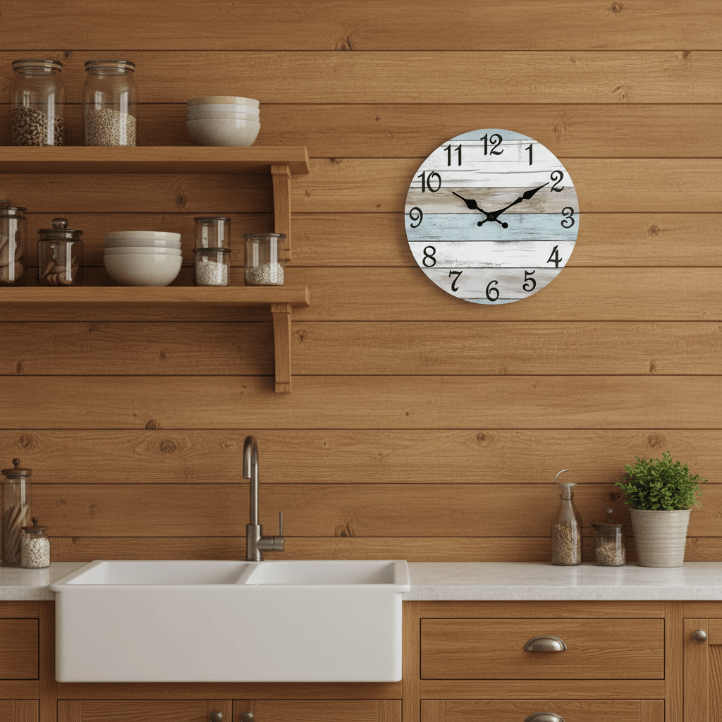 Rustic Wooden Wall Clock - Multi - colour - Wall Clocks