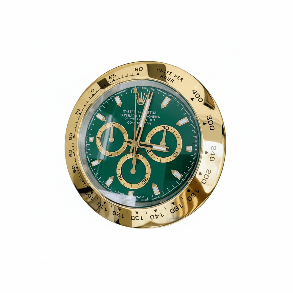 Watch - Style Wall Clock - Gold and Green - Wall Clocks