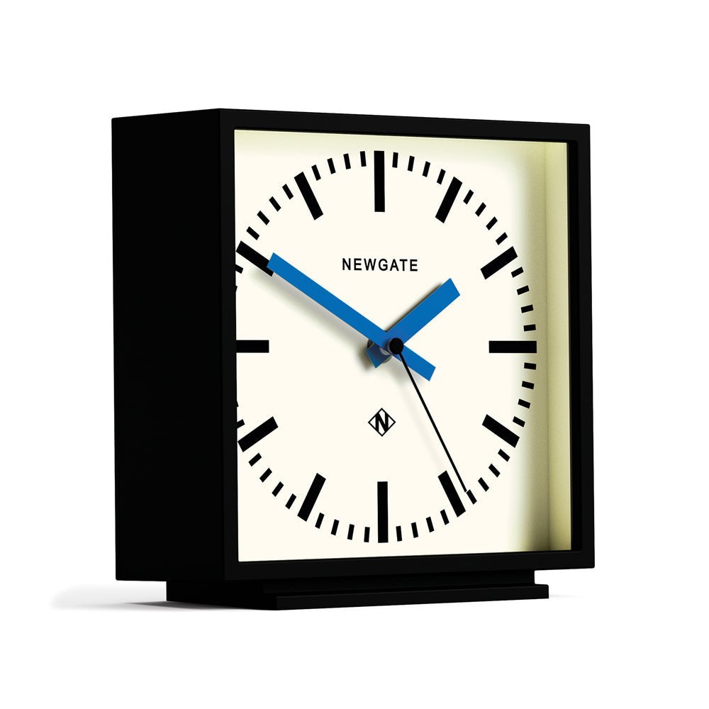 Newgate Amp Mantel Clock - Black (Blue Hands) - Desk and Shelf Clock