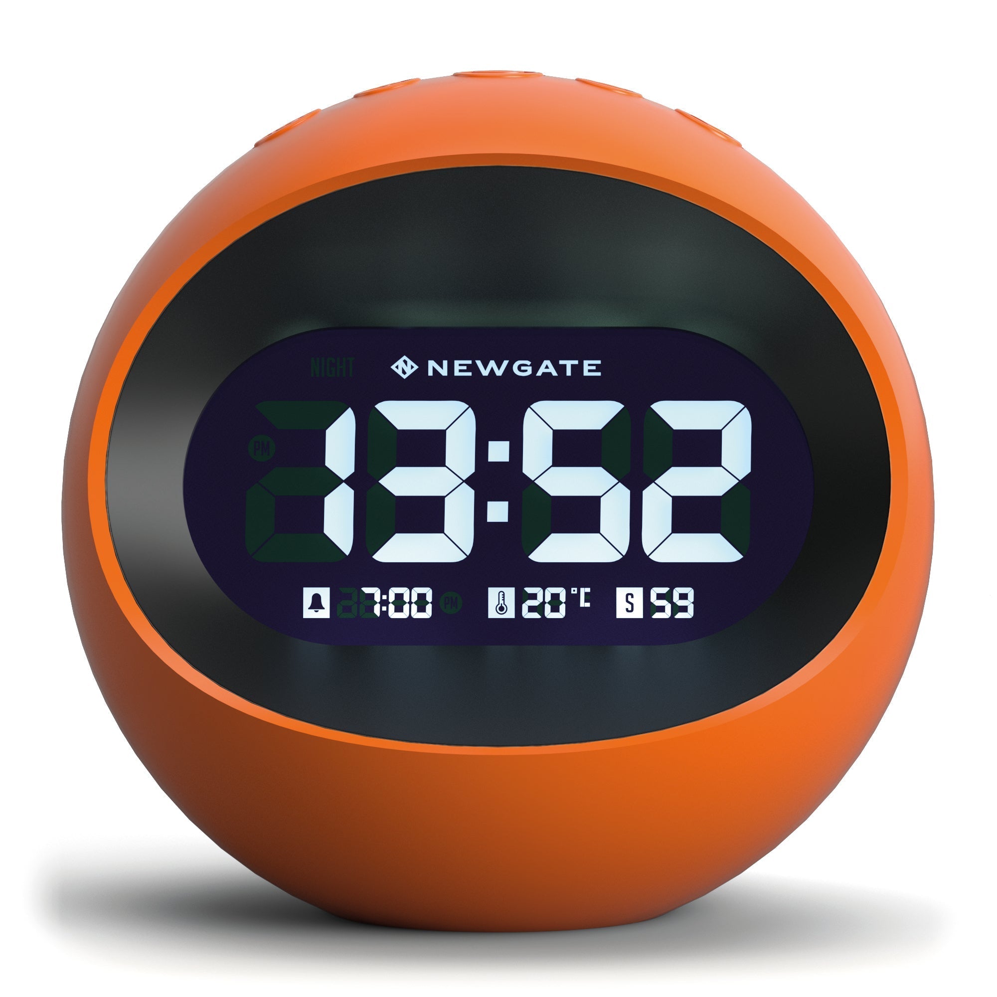 Newgate Centre Of The Earth Lcd Alarm Clock - Pumpkin Orange - Desk and Shelf Clock