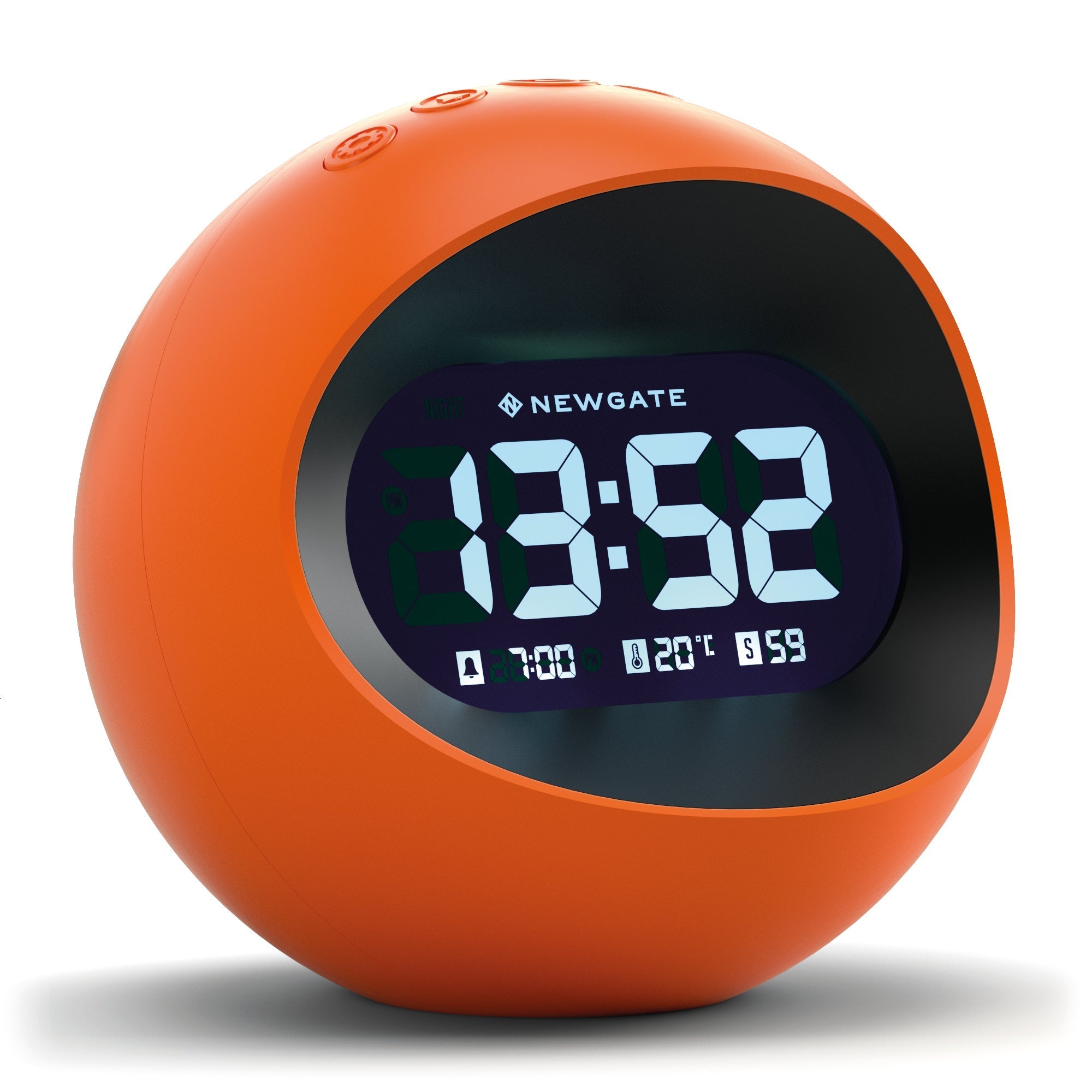 Newgate Centre Of The Earth Lcd Alarm Clock - Pumpkin Orange - Desk and Shelf Clock