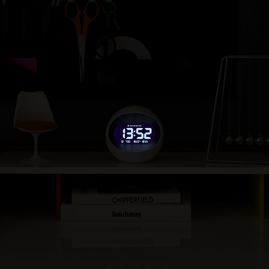 Newgate Centre Of The Earth Lcd Alarm Clock - White - Desk and Shelf Clock