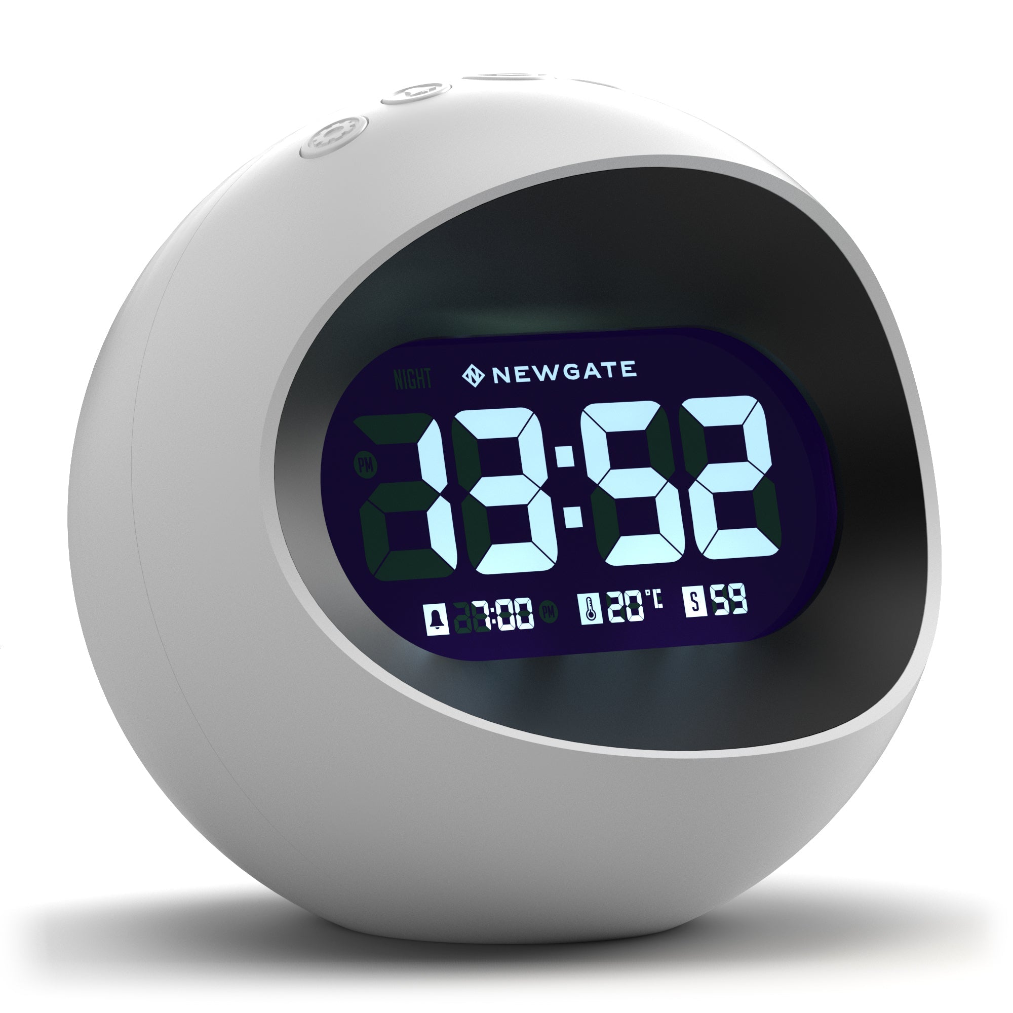 Newgate Centre Of The Earth Lcd Alarm Clock - White - Desk and Shelf Clock