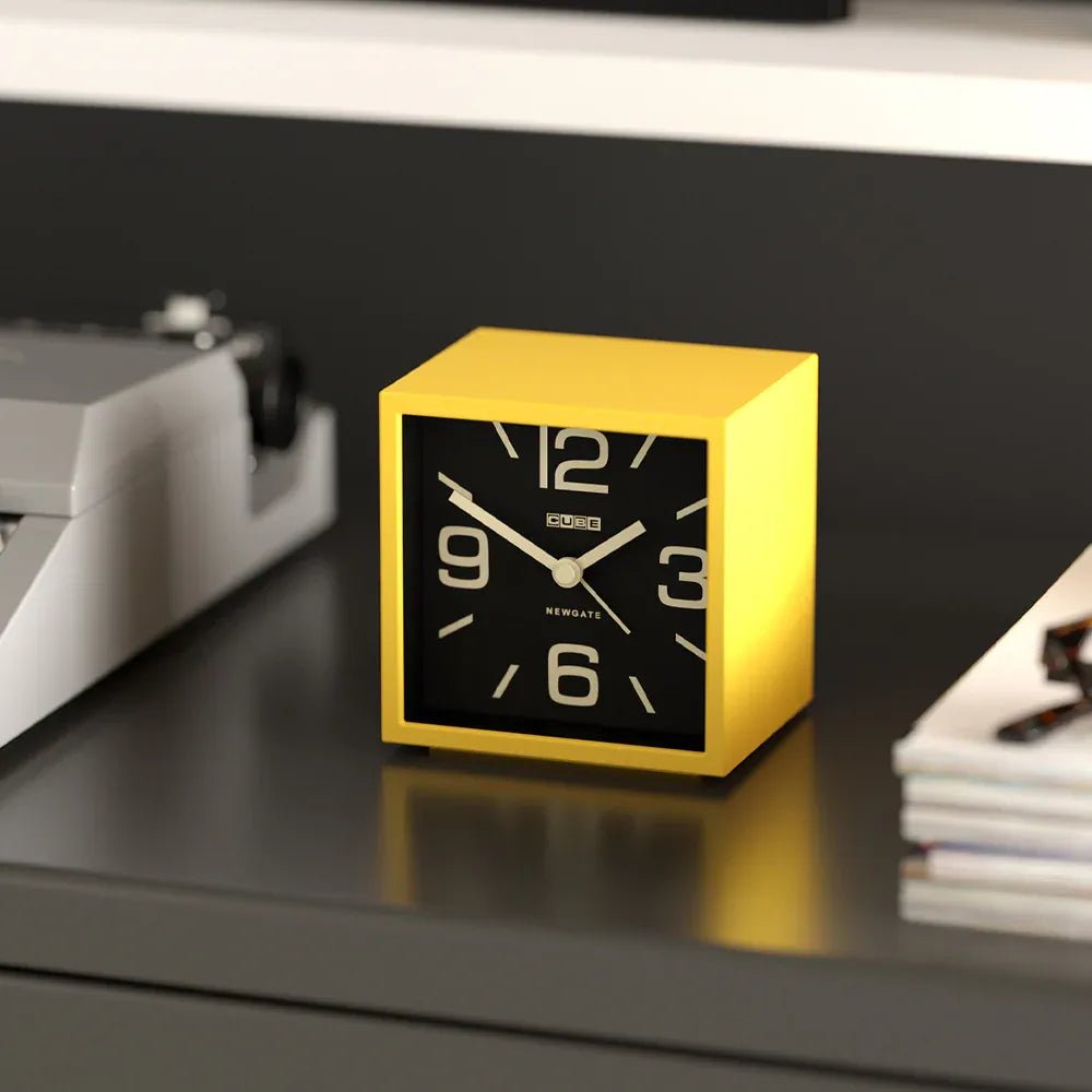 Newgate Cube Mantel Clock - Citrus Yellow - Desk and Shelf Clock