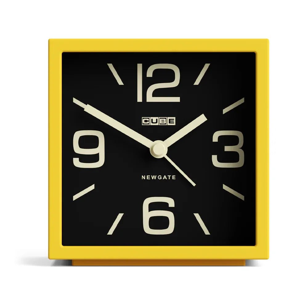 Newgate Cube Mantel Clock - Citrus Yellow - Desk and Shelf Clock