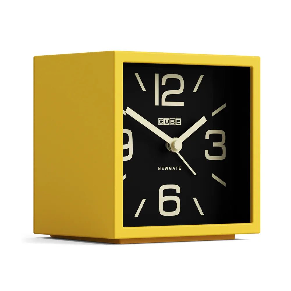 Newgate Cube Mantel Clock - Citrus Yellow - Desk and Shelf Clock