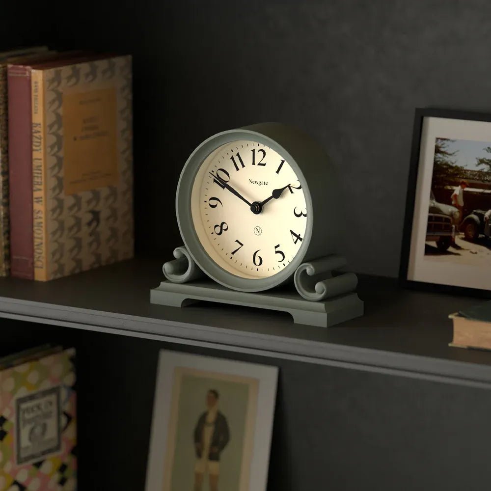 Newgate Divisadero Mantel Clock - Asparagus Green - Desk and Shelf Clock