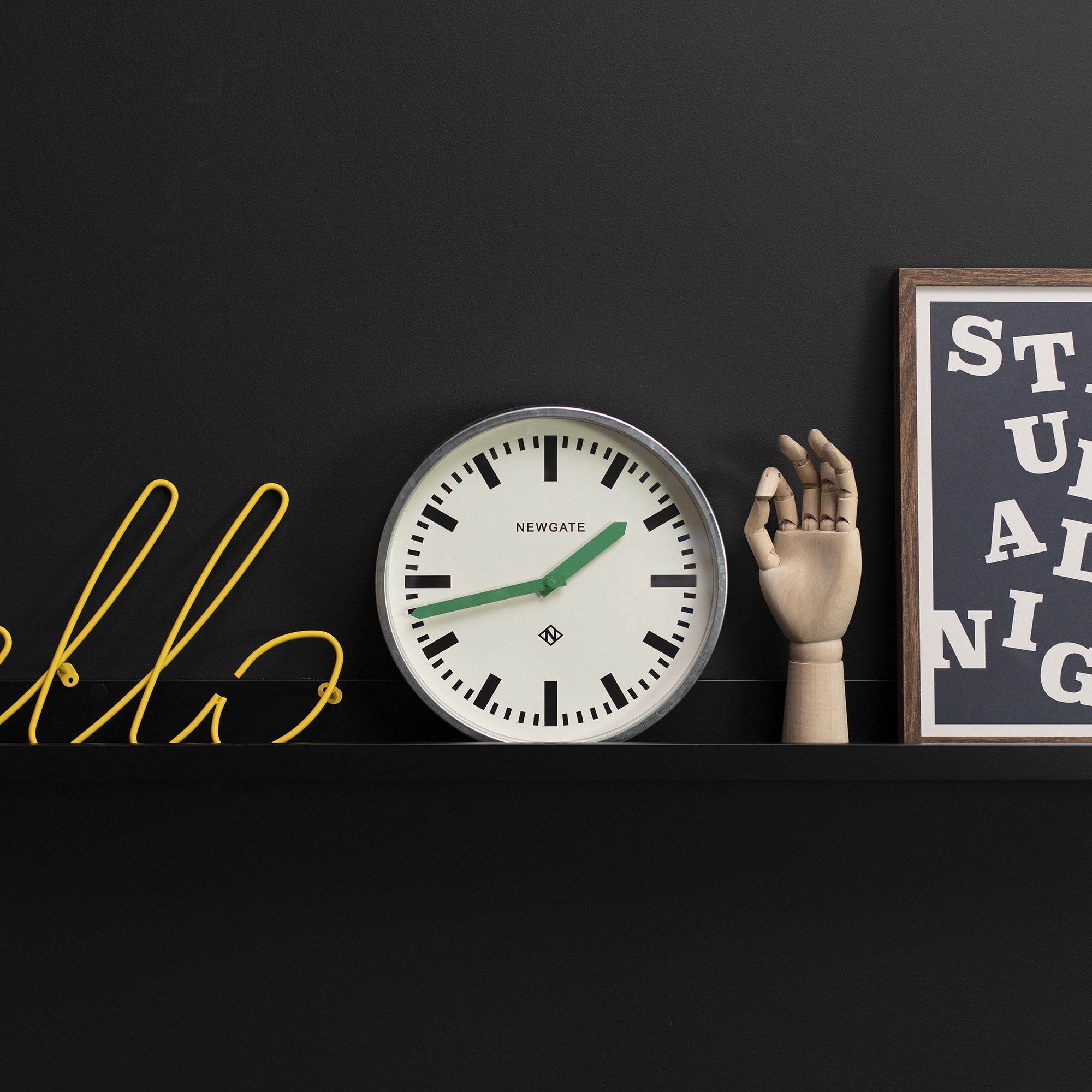Newgate Luggage Wall Clock - Galvanised Green Hands - Wall Clocks