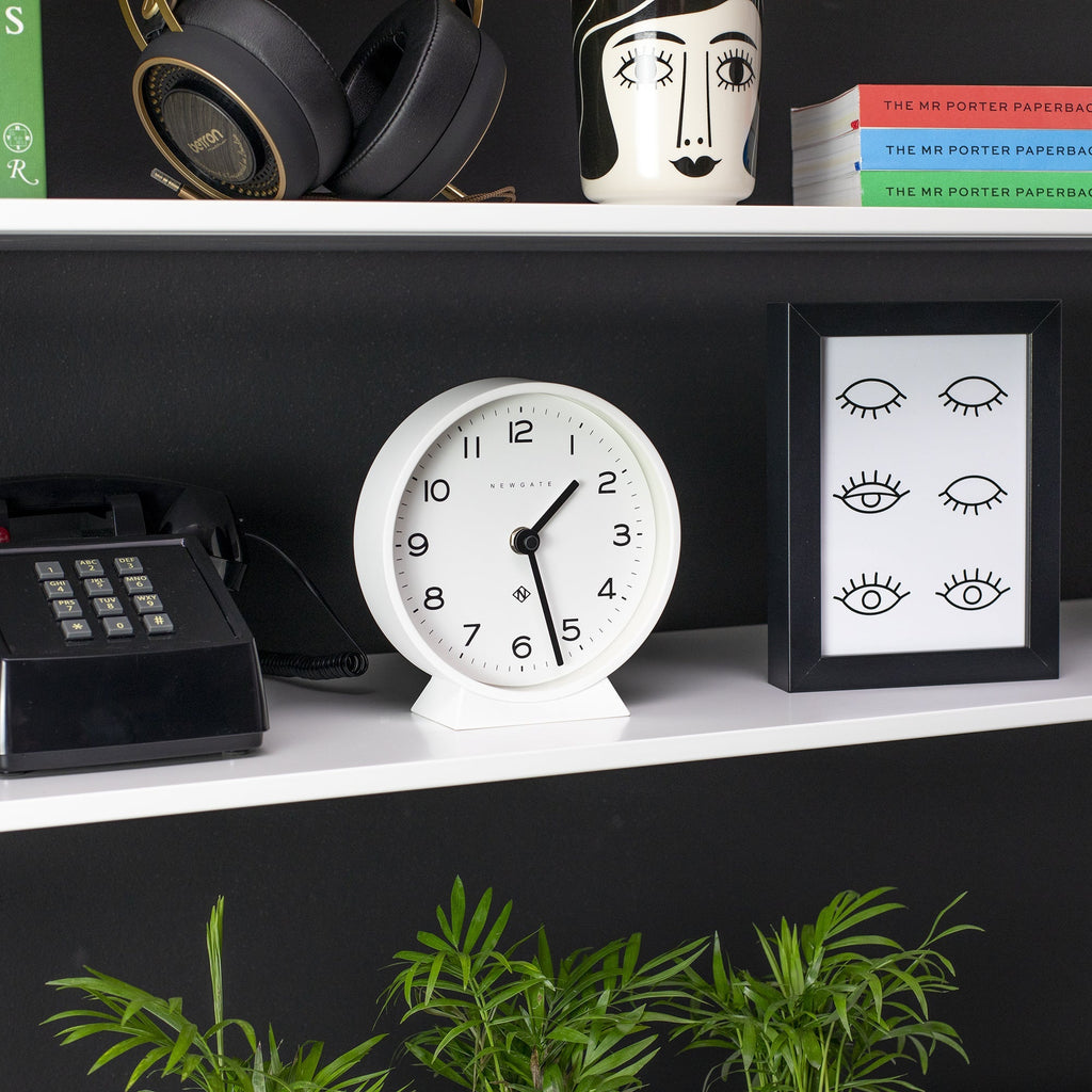 Newgate M Mantel Clock - Pebble White - Desk and Shelf Clock