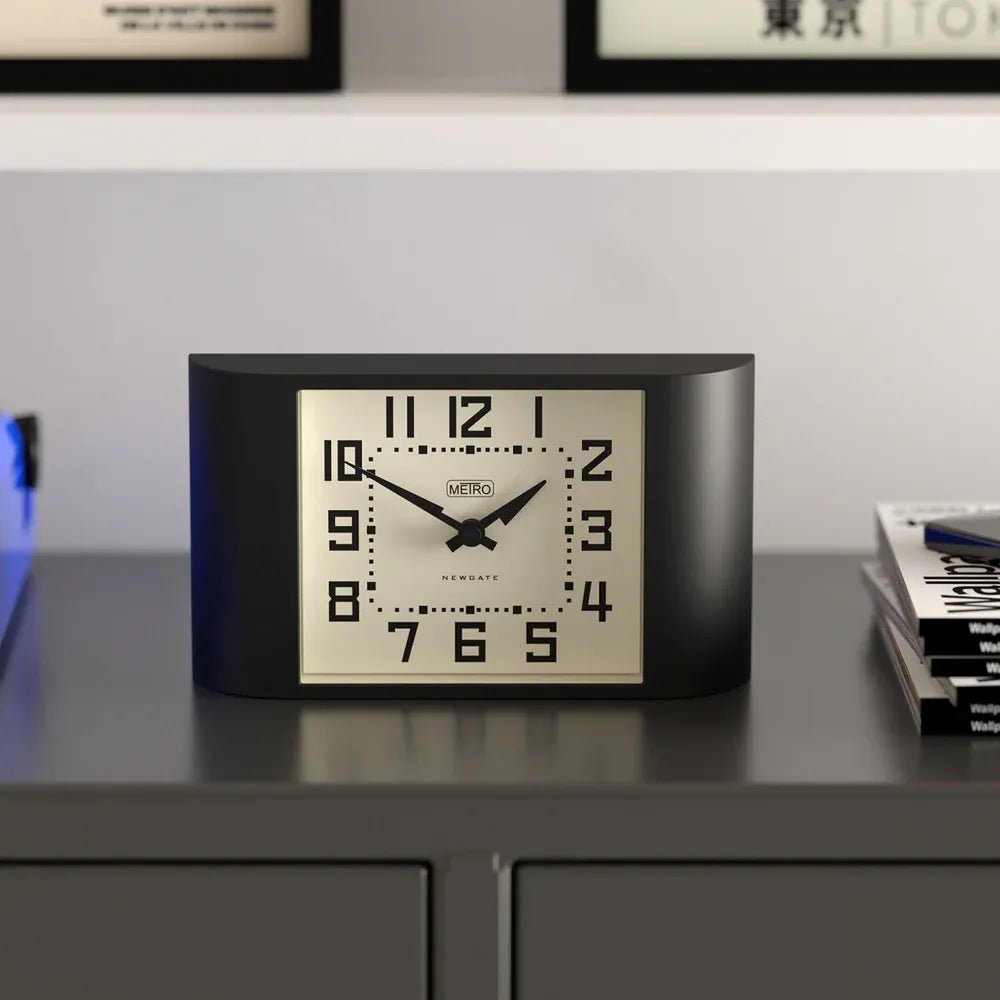 Newgate Mini Metro Mantel Clock - Black - Desk and Shelf Clock
