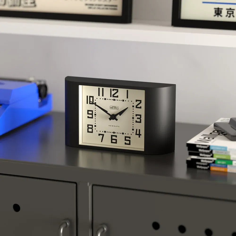 Newgate Mini Metro Mantel Clock - Black - Desk and Shelf Clock