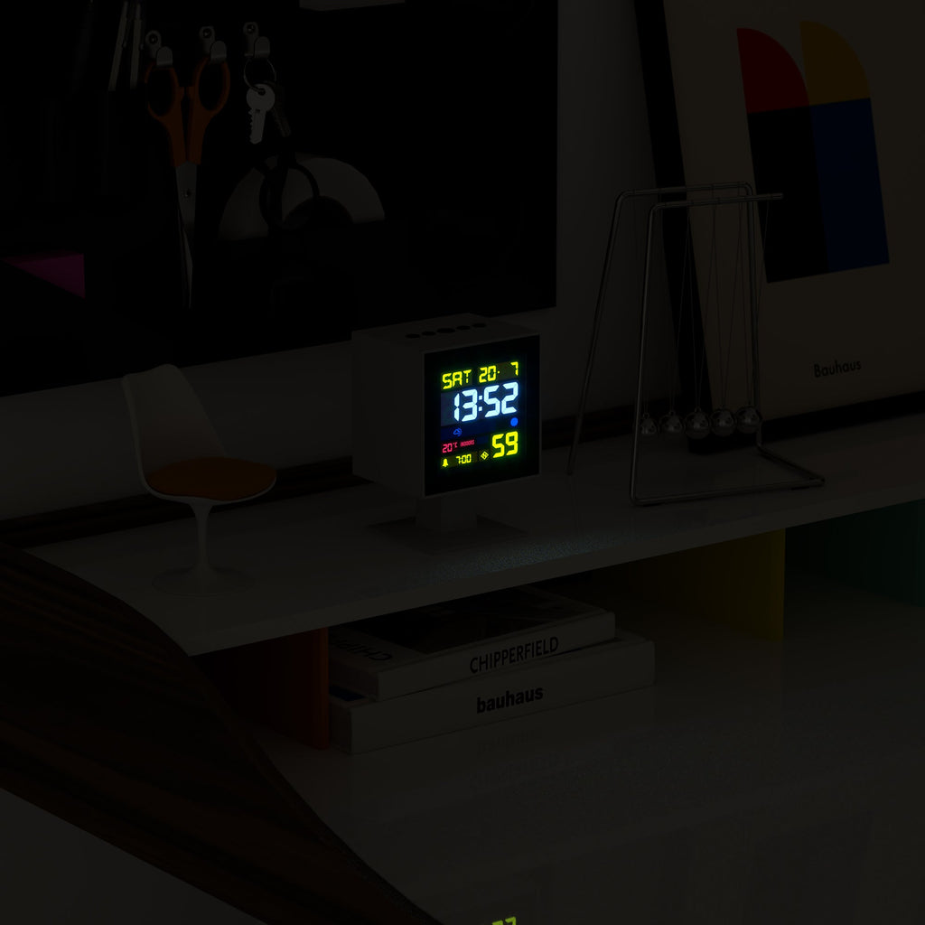 Newgate Monolith Lcd Alarm Clock - White - Desk and Shelf Clock