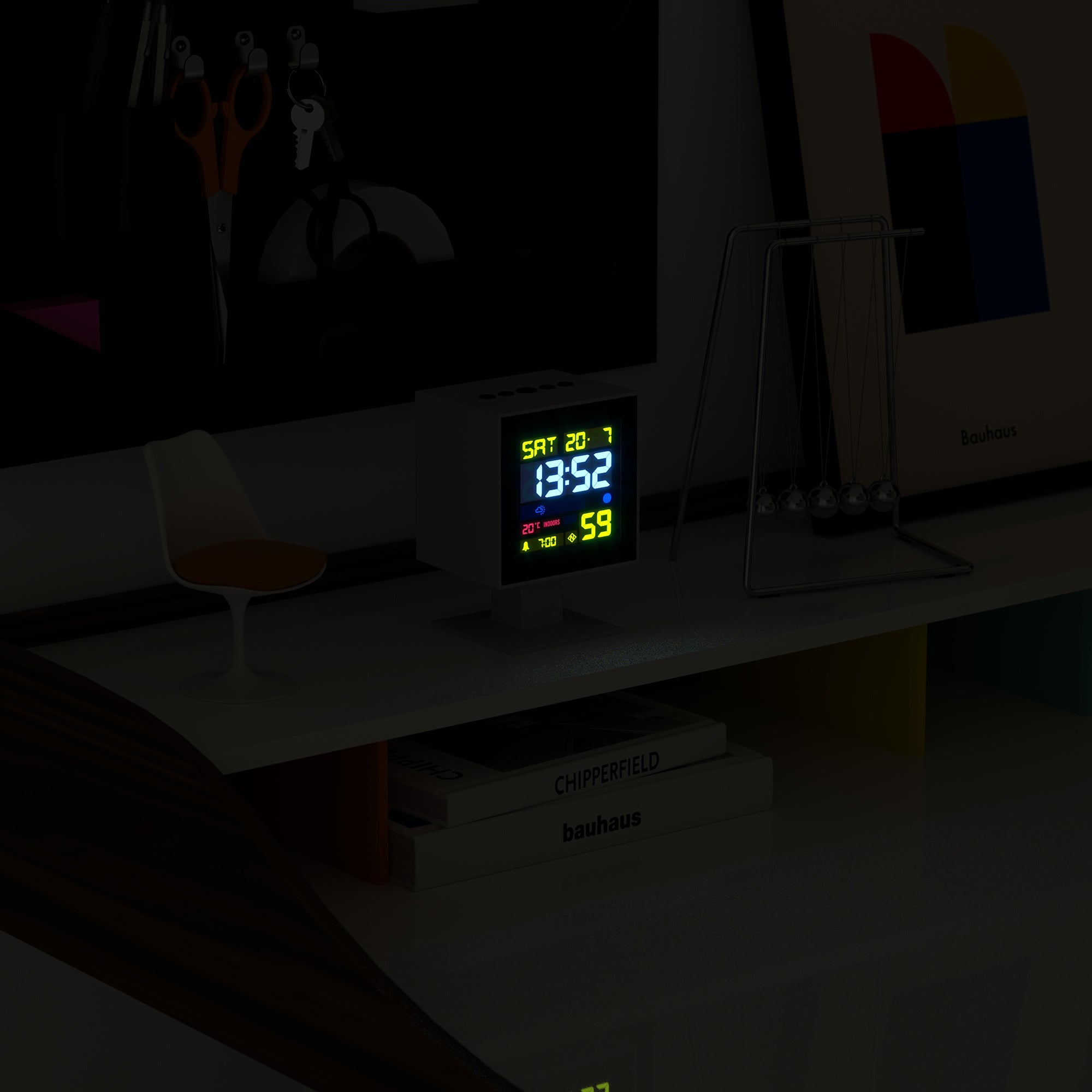 Newgate Monolith Lcd Alarm Clock - White - Desk and Shelf Clock