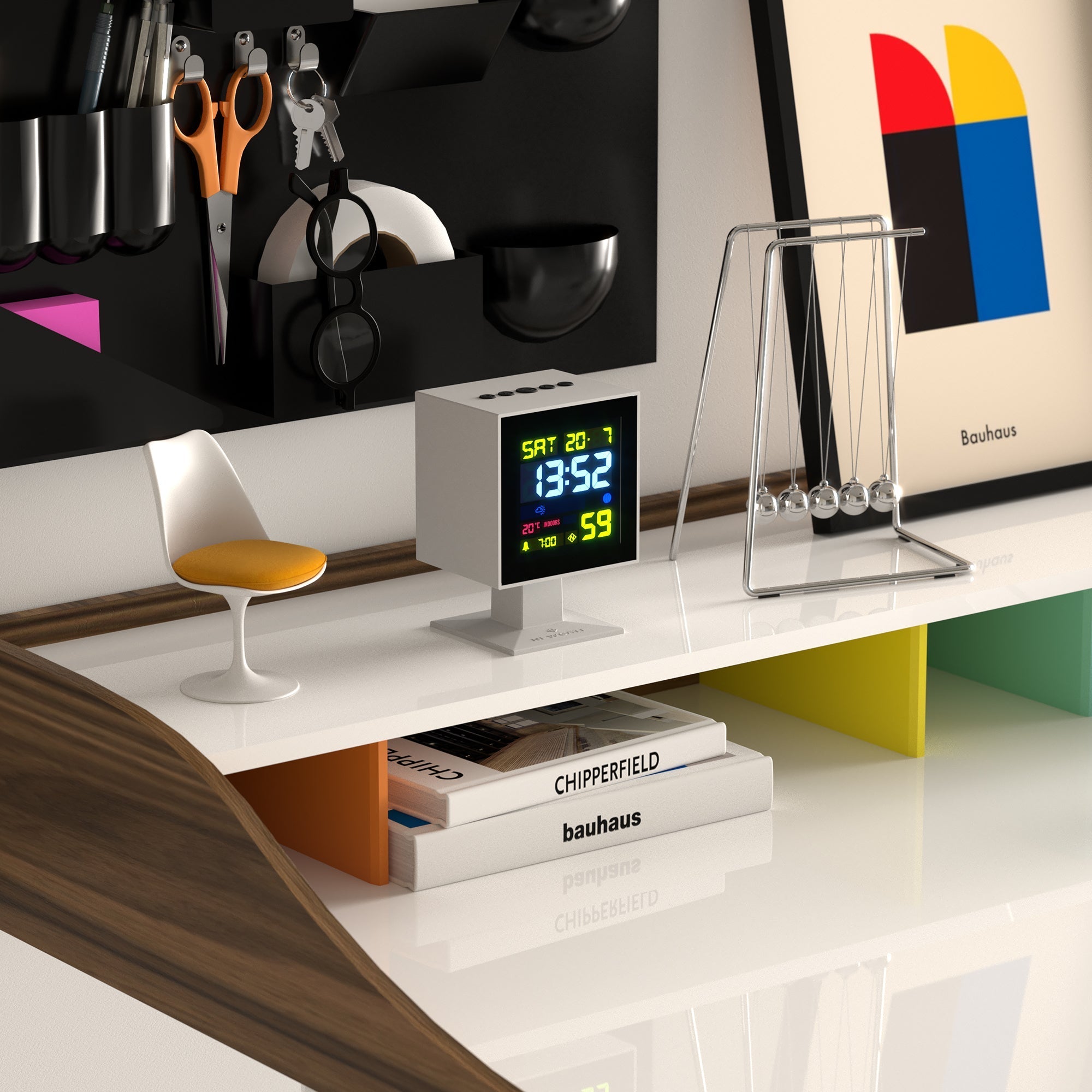 Newgate Monolith Lcd Alarm Clock - White - Desk and Shelf Clock
