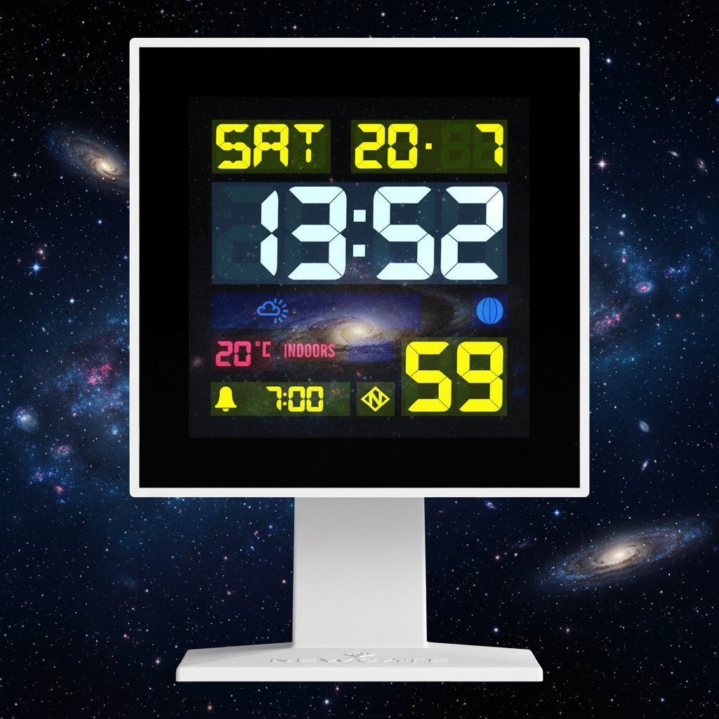 Newgate Monolith Lcd Alarm Clock - White - Desk and Shelf Clock