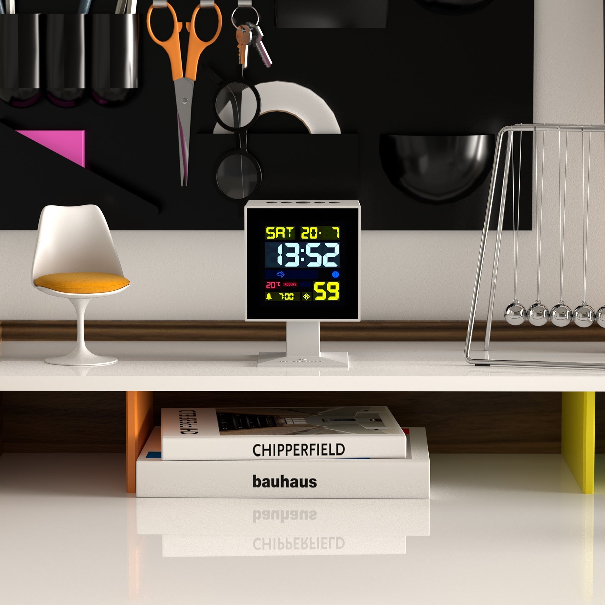 Newgate Monolith Lcd Alarm Clock - White - Desk and Shelf Clock