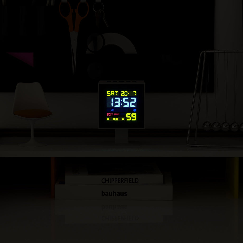 Newgate Monolith Lcd Alarm Clock - White - Desk and Shelf Clock