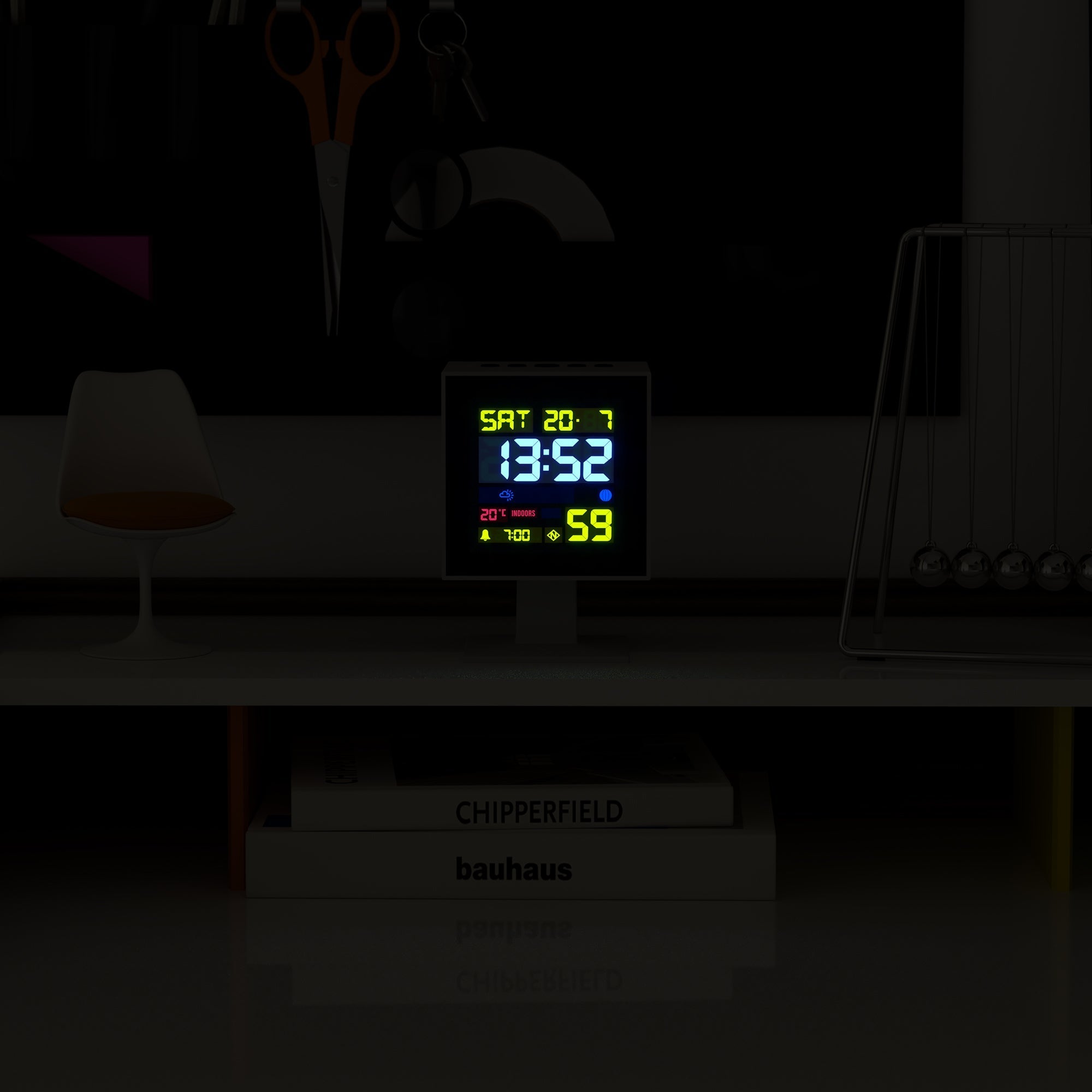 Newgate Monolith Lcd Alarm Clock - White - Desk and Shelf Clock