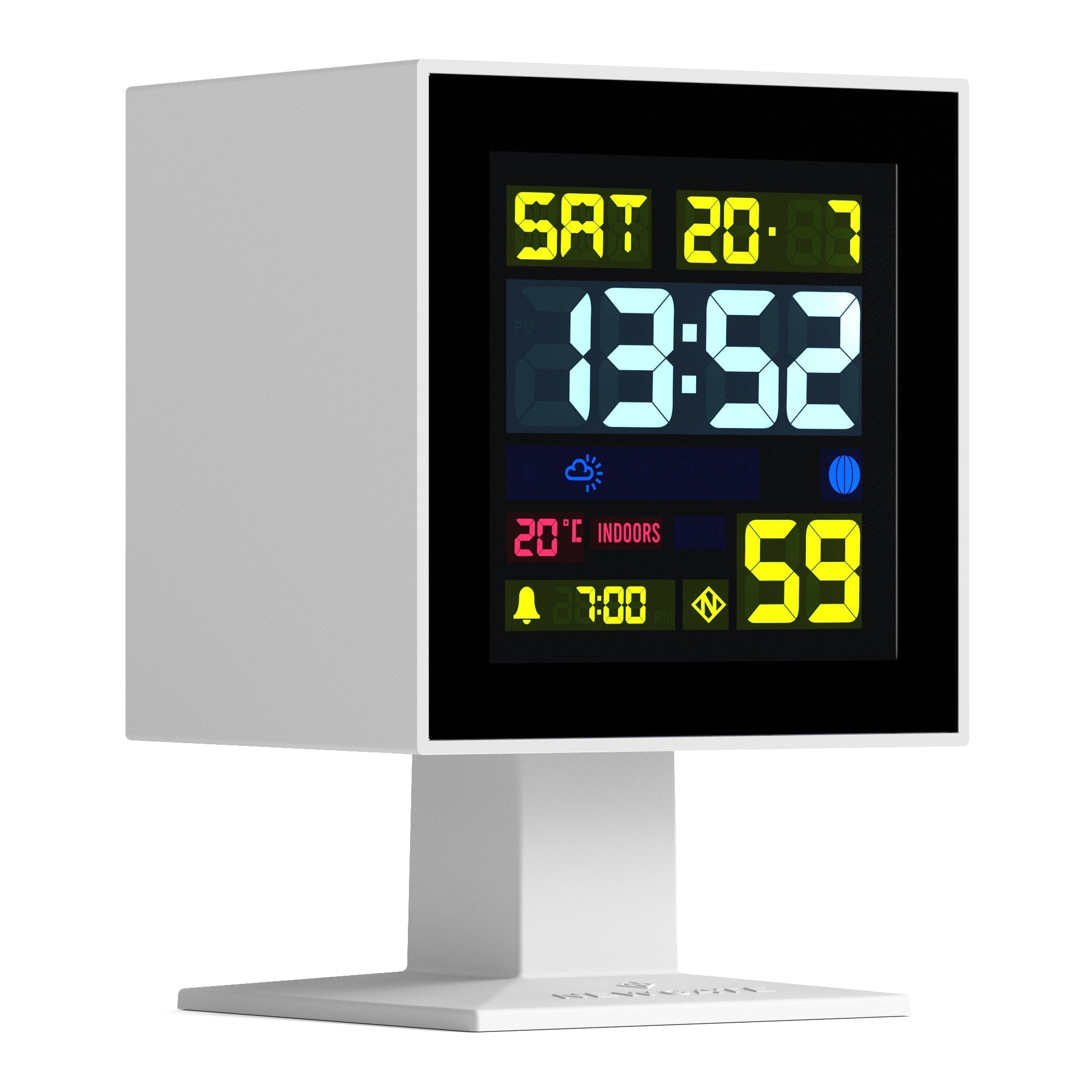 Newgate Monolith Lcd Alarm Clock - White - Desk and Shelf Clock