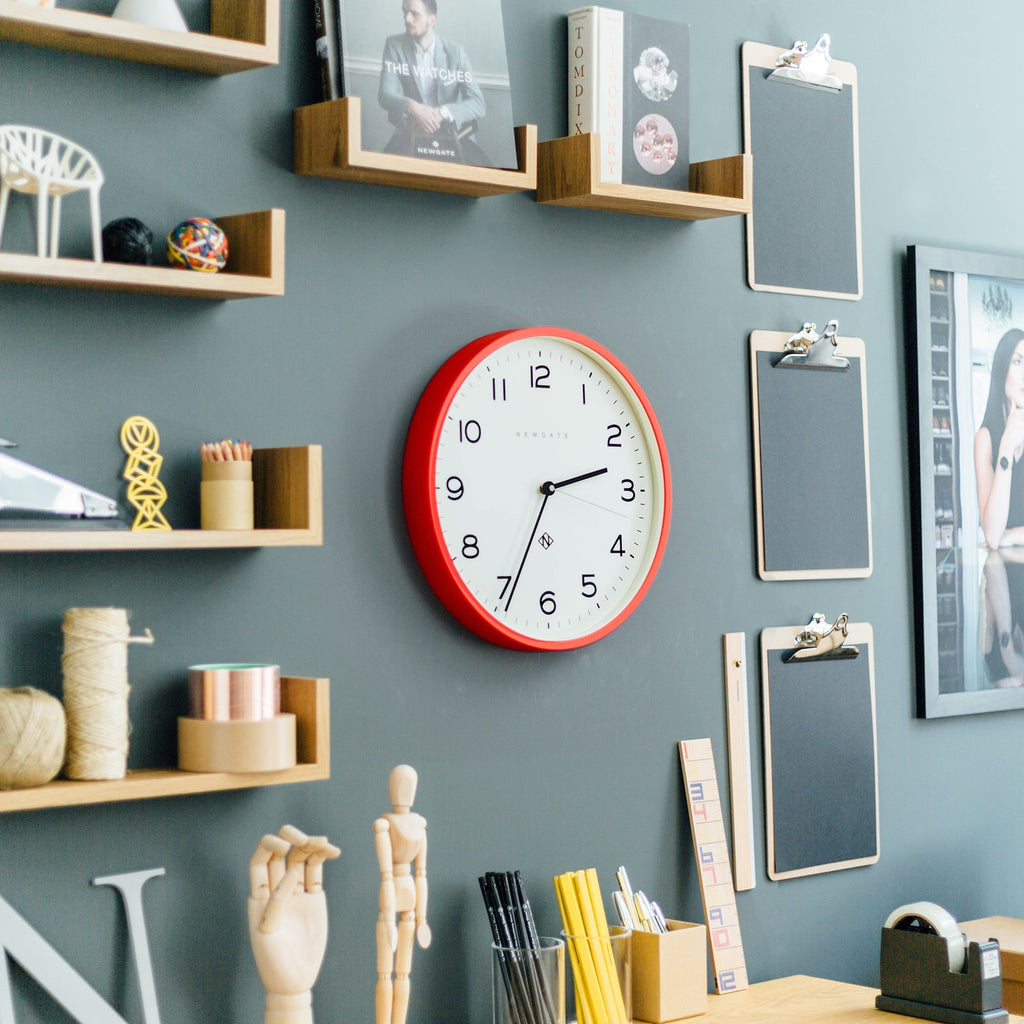 Newgate Number Three Echo Clock - Silicone Red - Wall Clocks