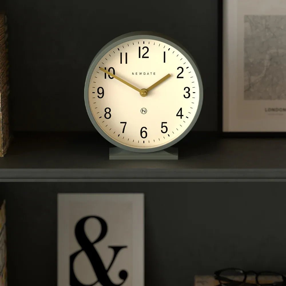 Newgate Q Mantel Clock - Asparagus Green - Desk and Shelf Clock
