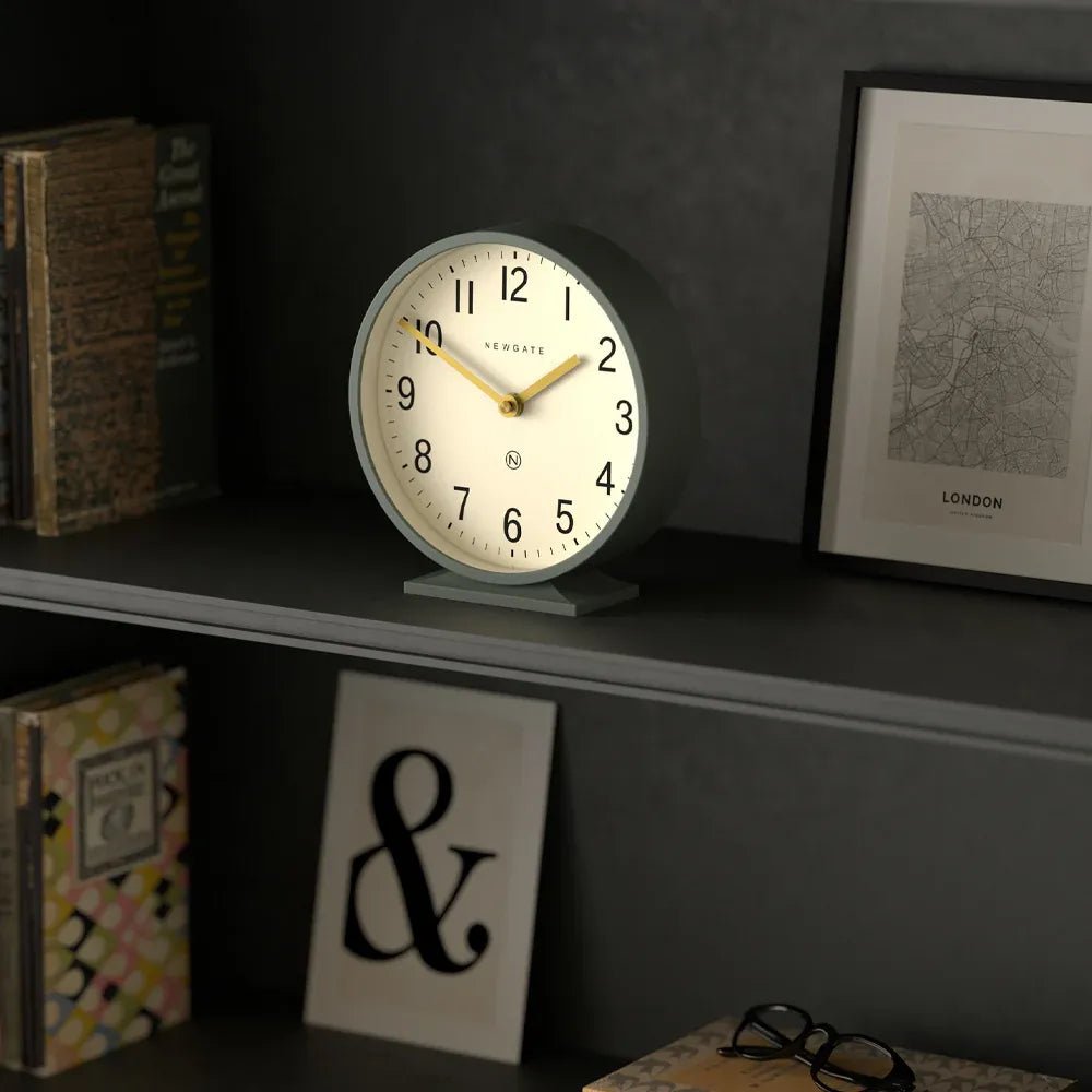 Newgate Q Mantel Clock - Asparagus Green - Desk and Shelf Clock