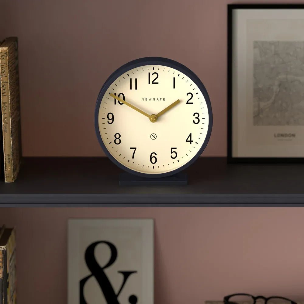 Newgate Q Mantel - Petrol Blue - Desk and Shelf Clock