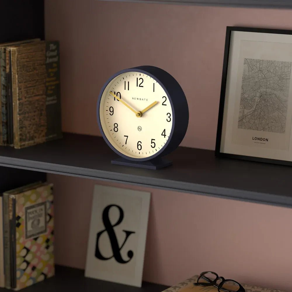 Newgate Q Mantel - Petrol Blue - Desk and Shelf Clock