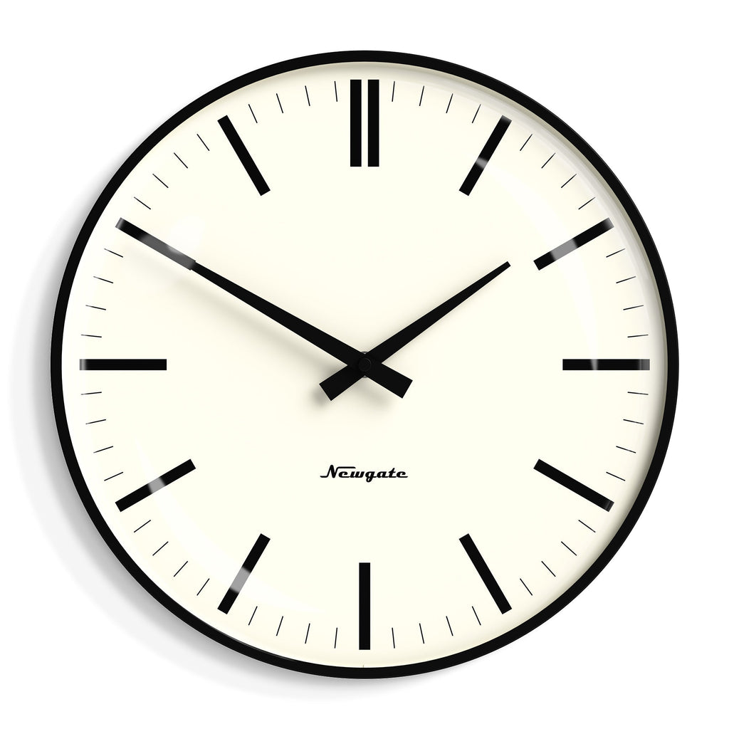 Newgate Radio City Wall Clock Bold Black Marker Dial - Matte Black - Wall Clocks