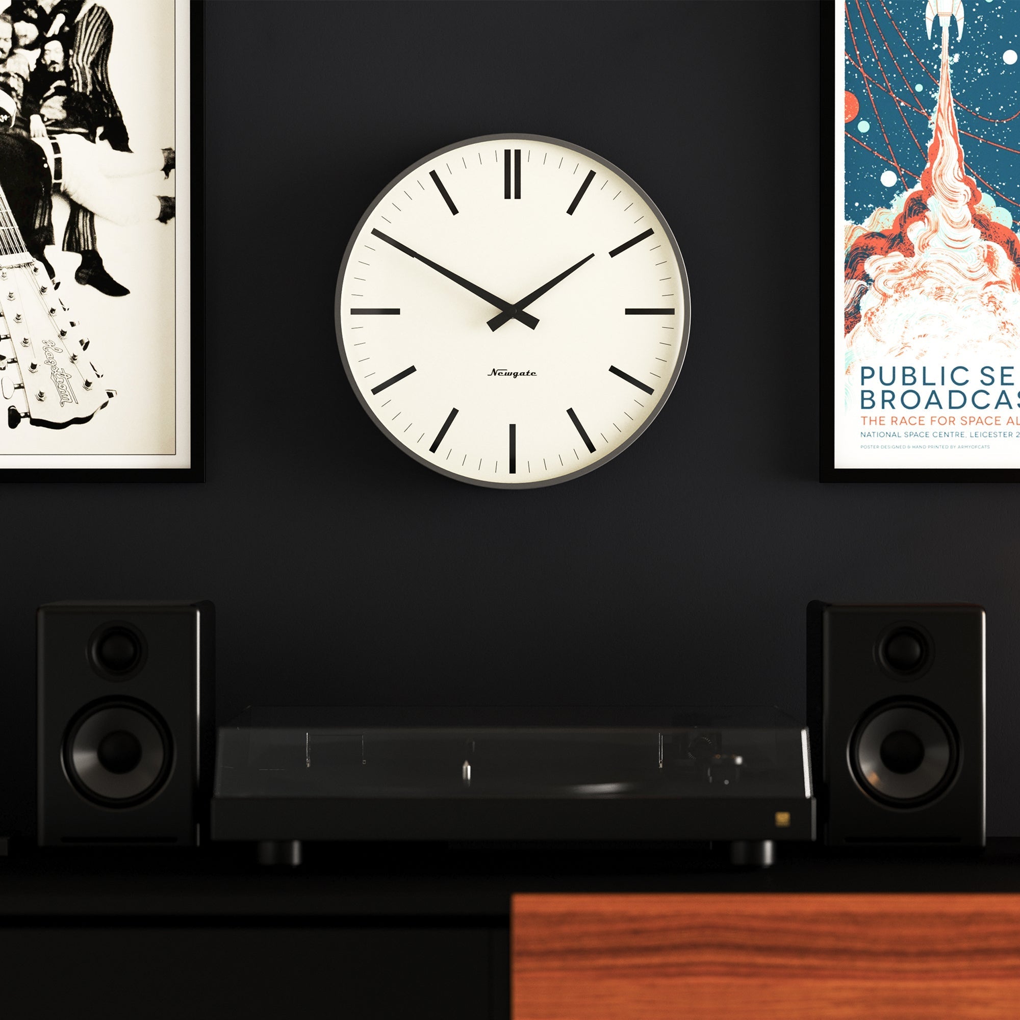 Newgate Radio City Wall Clock Bold Marker Dial - Matte Blizzard Grey - Wall Clocks